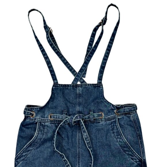 Rue 21 Denim Jumper Overalls Size Small 32 x 24 Dark Wash Blue Twee Festival - Picture 2 of 9